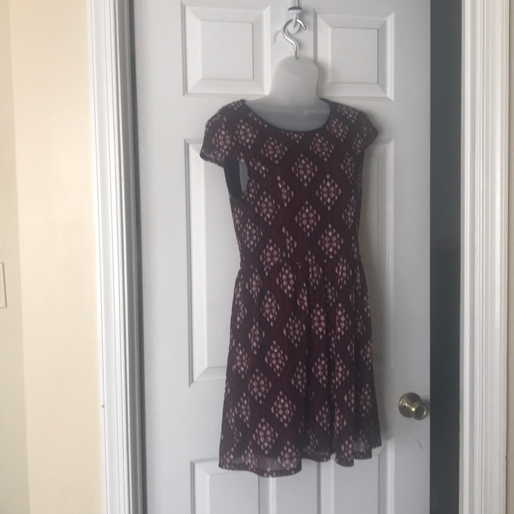 L burgundy & blue dress. Good condition